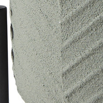 Set of Two Black And Green Metal 20 Ounce Round Elevated Planters