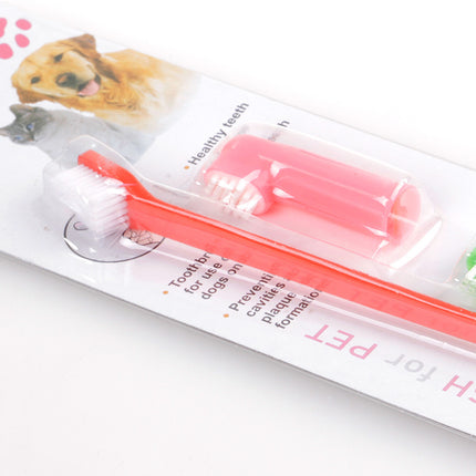 Double Head Toothbrush  Soft Pet Finger Toothbrush Set