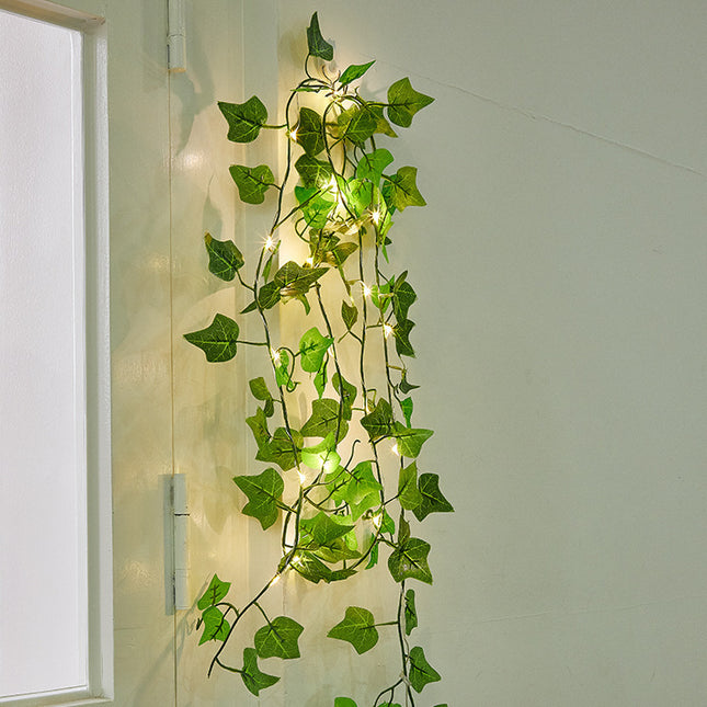 Room Decoration Maple Leaf Green Rattan Copper Wire String Lights