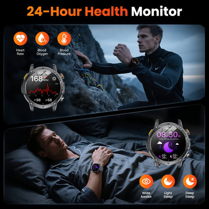 Sports Men'S Smart Watch 1000mAh Extra Large Battery, With 50+ Ultra Long Standby Time, 1.7-inch Wireless Call WaterprooF