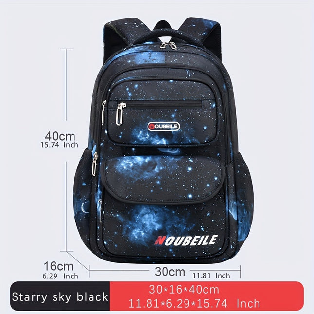 Print Starry Sky Backpack for Boys, Suitable for Elementary School Students, Featuring Large Capacity,
