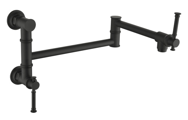 Wall mounted Pot Filler Faucet, Modern Brass Pot Filler Two-Attachment Wall Mount Folding Kitchen Pot Filler Swing Arm
