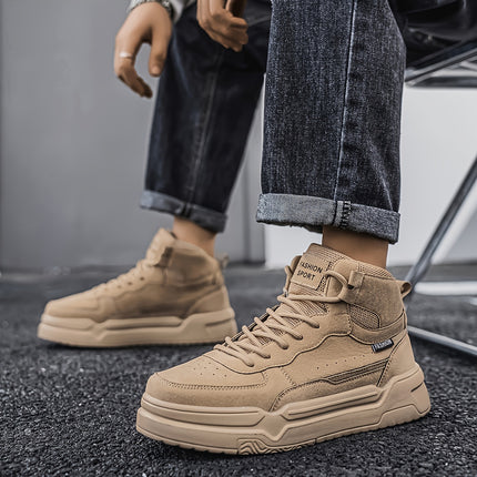 Men'S High-Top Sneakers with a Thick Sole, Featuring a Stylish And Simple Design
