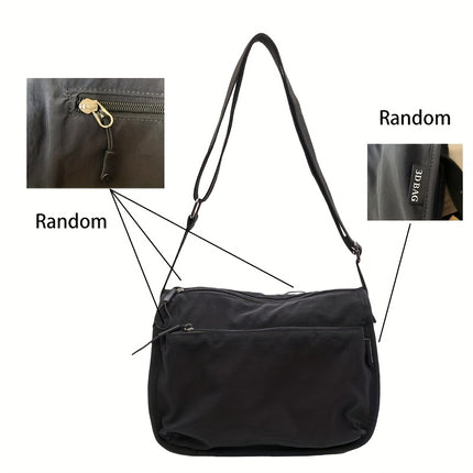 Multi Pockets Cross-body Bag, Nylon Shoulder Bag, Versatile Square Bag for Travel, Daily