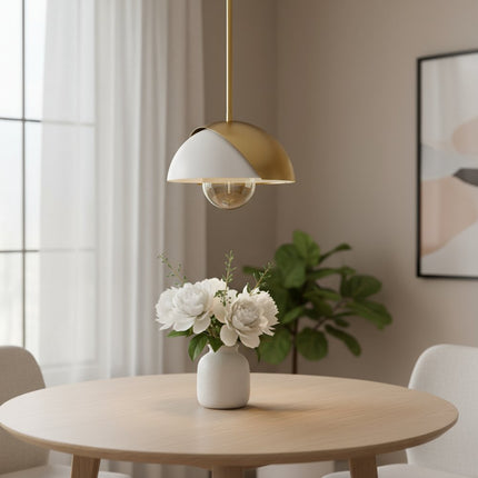 Brass And White Single Metal Dimmable Ceiling Light