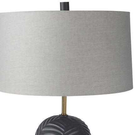 29" Navy Blue Round Bedside Lamp With Drum Shade