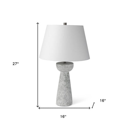 27" Gray Round Bedside Lamp With Empire Shade