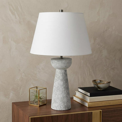 27" Gray Round Bedside Lamp With Empire Shade