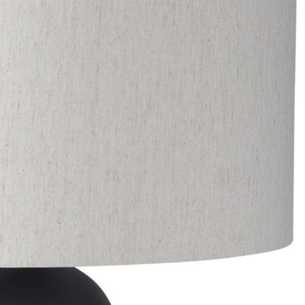 30" Black Round Bedside Lamp With Drum Shade