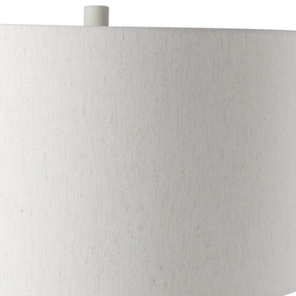 30" Cream Round Bedside Lamp With Drum Shade