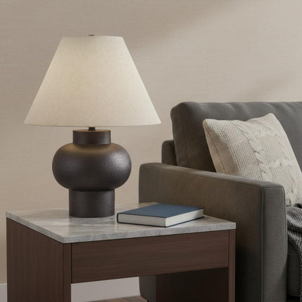 26" Black Round Bedside Lamp With Empire Shade