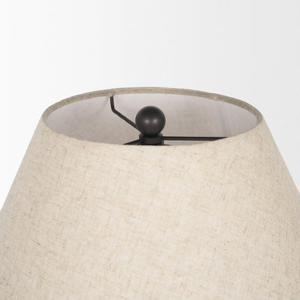 24" Black Round Bedside Lamp With Empire Shade