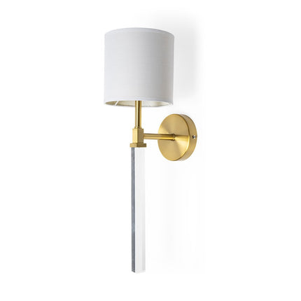22" White Metal and Fabric Corner Wall Light