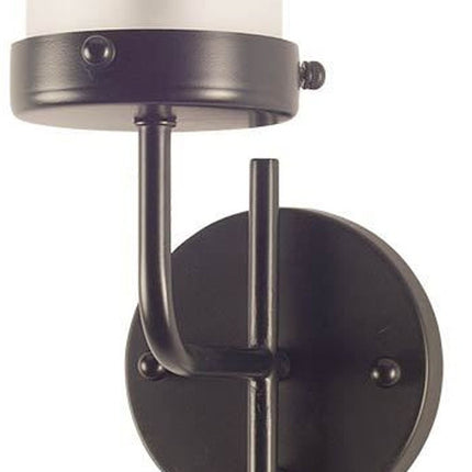20" Black Metal and Glass Corner Wall Light
