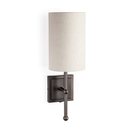 16" White Metal and Fabric Corner Wall Light