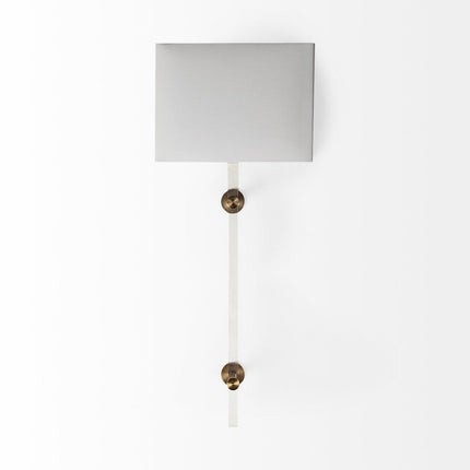 30" White Metal and Fabric Corner Wall Light