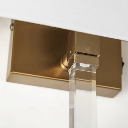 30" White Metal and Fabric Corner Wall Light