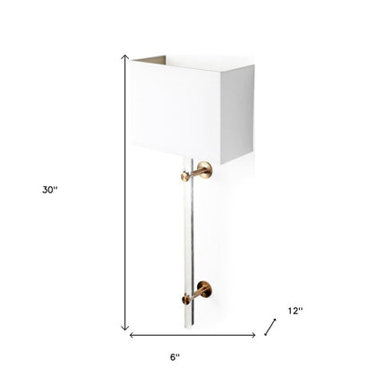30" White Metal and Fabric Corner Wall Light