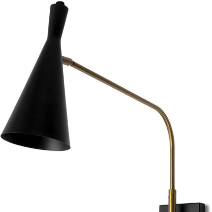 18" Black Metal Corner Wall Light