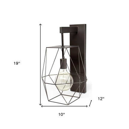 19" Gray Metal Corner Wall Light