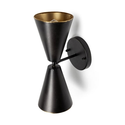 13" Black Metal Corner Wall Light