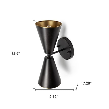 13" Black Metal Corner Wall Light