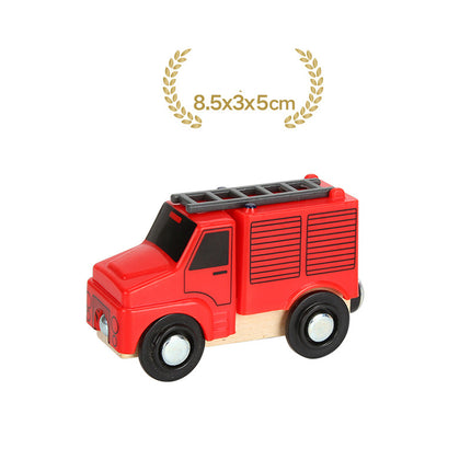 Wooden fire truck ambulance crane