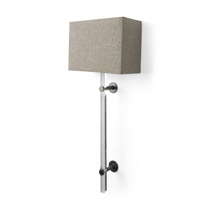 30" Beige Metal and Fabric Corner Wall Light