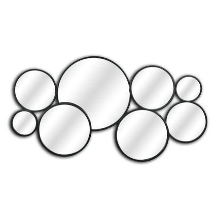 Set Of Eight Black Metal Round Cojoined Accent Mirrors