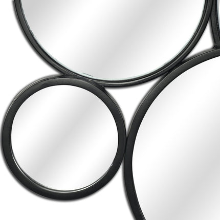 Set Of Eight Black Metal Round Cojoined Accent Mirrors