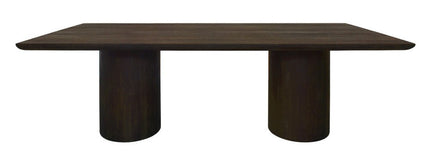 96" Dark Brown Solid Wood Double Pedestal Base Dining Table