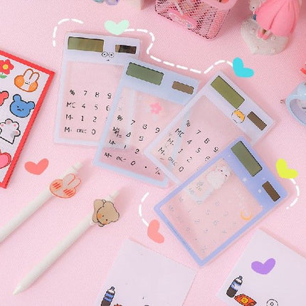 1PCS Transparent Cute Cartoon 8-digit Calculator Solar