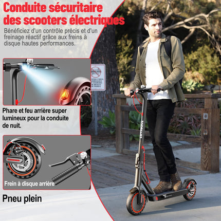 TODIMART T3 Safe and Durable Adult Foldable Electric Scooter, Front and Rear Dual Braking+8.5-inch
