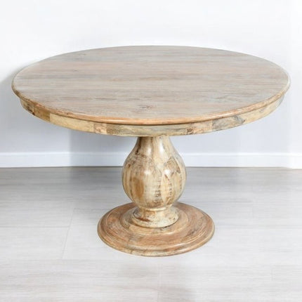 Five Piece Natural Round Solid Wood Dining Set with Four Chairs