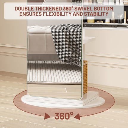 360° Swivel Jewelry Armoire - Rotatable Full Length Mirror With Jewelry Storage,