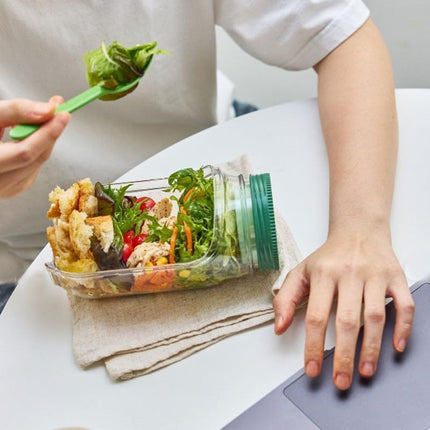Portable Plastic Salad Pod All-In-One Container With Leak Proof Oats Container Reusable Keep It Good Salad Bowl Meal Prep Kitchen Gadgets