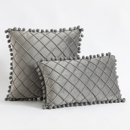 Velvet Solid Color Diamond Tassel Pillowcase
