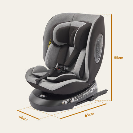 Mobelys Auto Child ISOFIX 0-36 Kg, I-Size 40-150 Cm, 360° Rotatable, Adjustable Reclining Position,