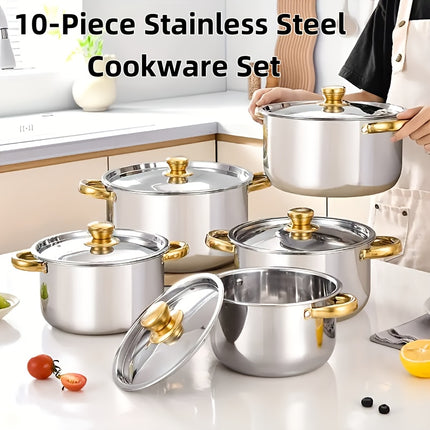 12pcs 10pcs Classic Cookware Set Stainless Steel Pots And Pans Set Pots For Cooking,