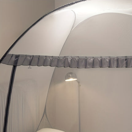 Easy Pop-Up Mongolian Yurt Mosquito Net - 100% Polyester Canopy with Steel Wire Frame - 360-Degree Protection, Portable & Foldable Bed Tent with U-Shaped Zipper - Breathable & Washable - Insect Shield for Bedroom Comfort & Ou