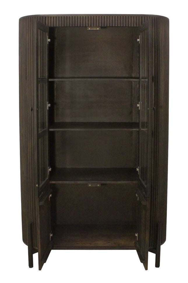 48" Espresso and Black Solid Wood and Iron Accent Cabinet With Four Doors