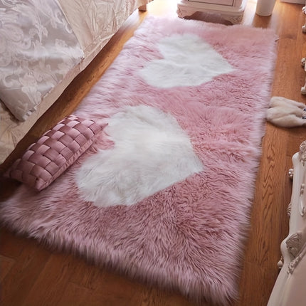 Long Plush Color Block Mat, Luxurious Soft Faux Fur Mat, Fluffy and Cozy,