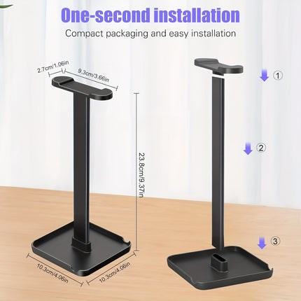 Headphone Stand with Phone Storage Tray - Universal Holder for All Headphones,