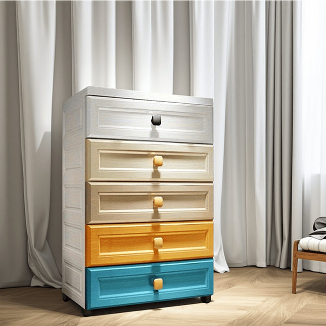 Modern 5-Tier Stackable Storage Cabinet with Large & Small Drawers - Heavy-Duty Plastic Construction