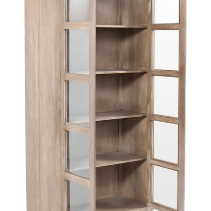 91" Ivory Distressed Solid Wood Frame Accent Cabinet With Two Doors