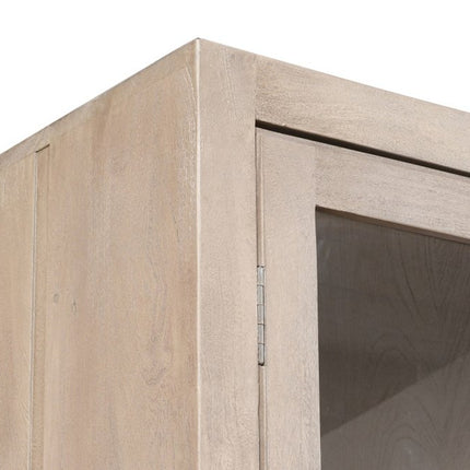 91" Ivory Distressed Solid Wood Frame Accent Cabinet With Two Doors