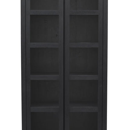91" Graphite Distressed Solid Wood Frame Accent Cabinet With Two Doors