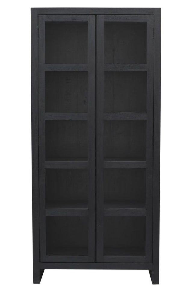 91" Graphite Distressed Solid Wood Frame Accent Cabinet With Two Doors