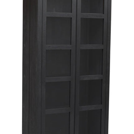 91" Graphite Distressed Solid Wood Frame Accent Cabinet With Two Doors