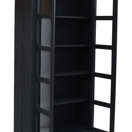 91" Graphite Distressed Solid Wood Frame Accent Cabinet With Two Doors